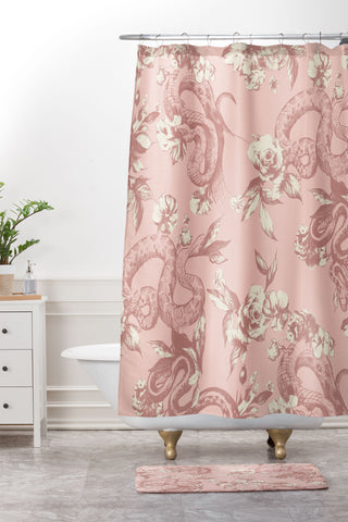 Pattern State Floral Snake Blush Shower Curtain And Mat