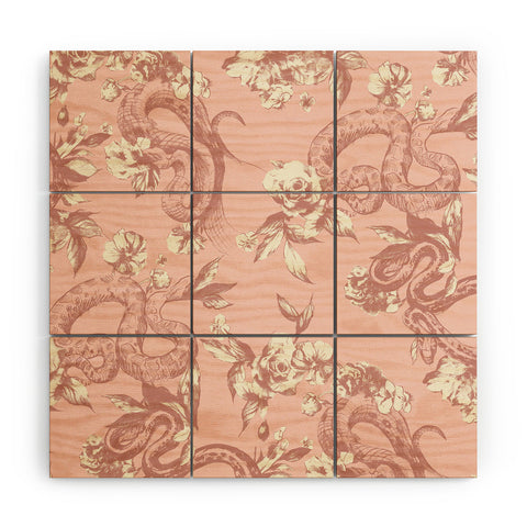Pattern State Floral Snake Blush Wood Wall Mural