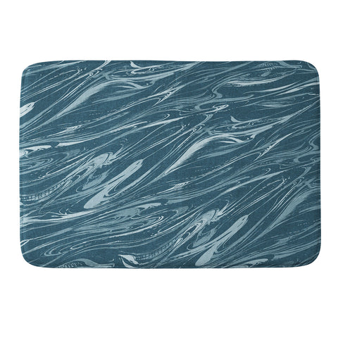 Pattern State Marble Indigo Linen Memory Foam Bath Mat