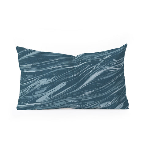 Pattern State Marble Indigo Linen Oblong Throw Pillow
