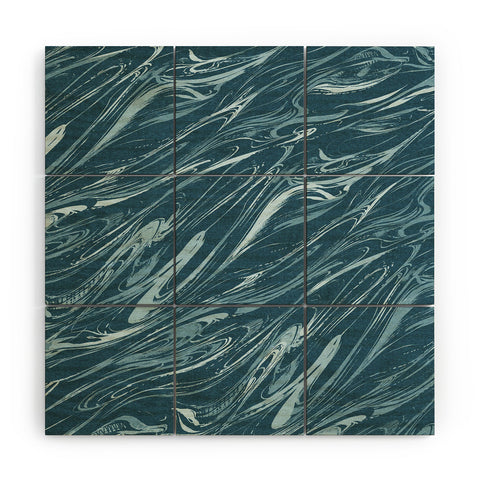 Pattern State Marble Indigo Linen Wood Wall Mural