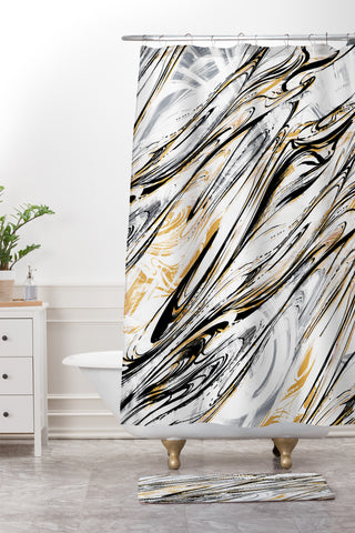 Pattern State Marble Midnight Shower Curtain And Mat