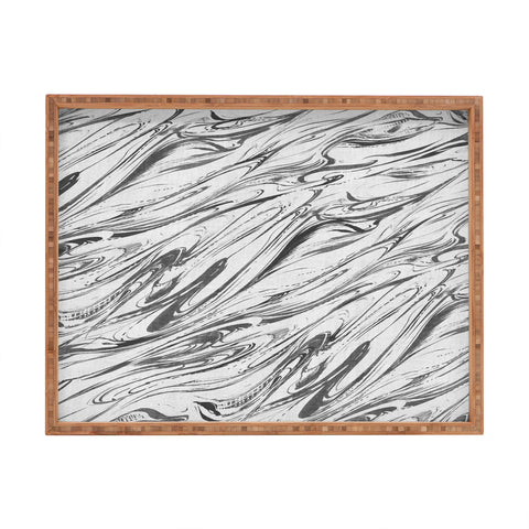 Pattern State Marble Silver Linen Rectangular Tray