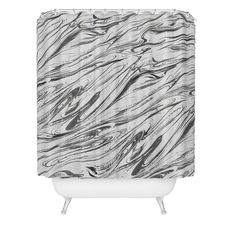 Pattern State Marble Silver Linen Shower Curtain