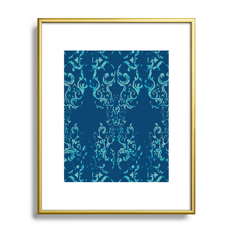 Pattern State Squirrel Swirl Indigo Metal Framed Art Print