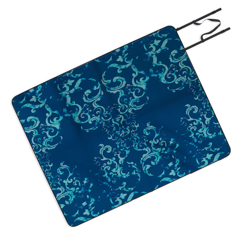 Pattern State Squirrel Swirl Indigo Picnic Blanket