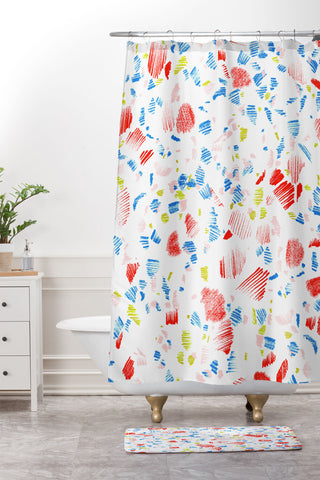 Pattern State Terrazzo Sketch Glow Shower Curtain And Mat