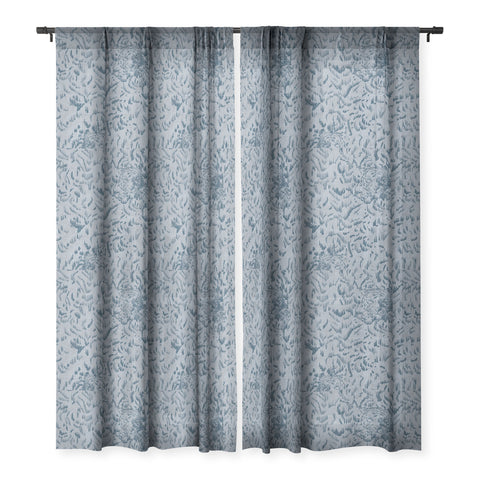 Pattern State Tiger Sketch Indigo Sheer Window Curtain