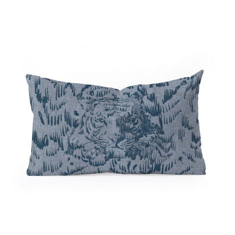 Pattern State Tiger Sketch Indigo Oblong Throw Pillow