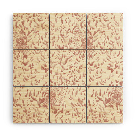 Pattern State Tiger Sketch Wood Wall Mural