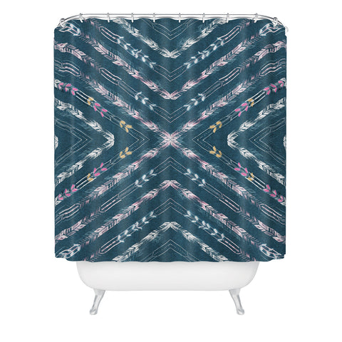 Pattern State Valencia Indigo Linen Shower Curtain