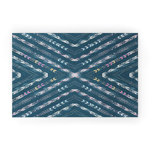 Pattern State Valencia Indigo Linen Welcome Mat