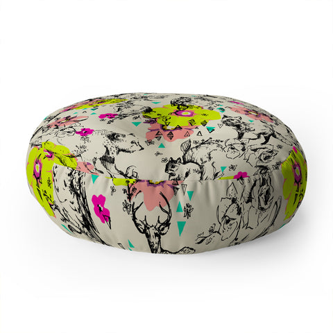 Pattern State Woodland Folk Floor Pillow Round