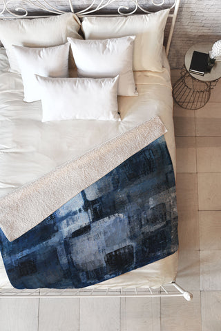 Paul Kimble Blue Squares Fleece Throw Blanket