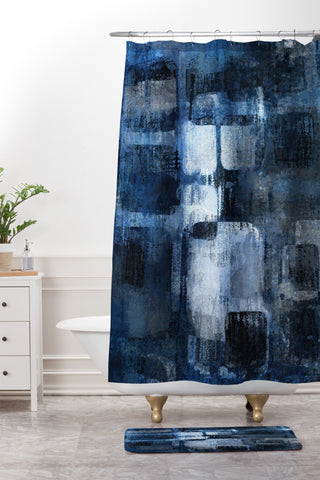 Paul Kimble Blue Squares Shower Curtain And Mat