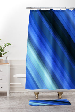 Paul Kimble Blue Stripes Shower Curtain And Mat