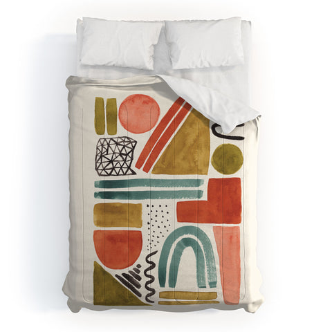 Pauline Stanley Abstract Watercolor Shapes Comforter