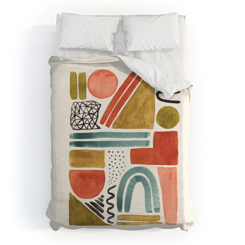 Pauline Stanley Abstract Watercolor Shapes Duvet Cover