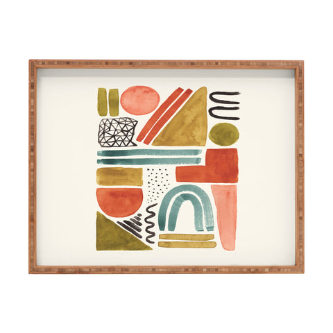 Pauline Stanley Abstract Watercolor Shapes Rectangular Tray