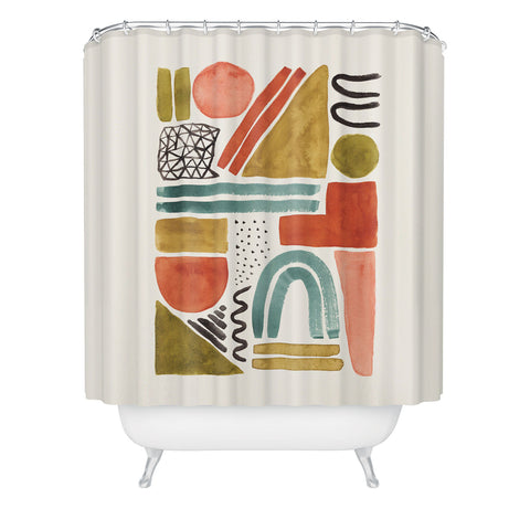 Pauline Stanley Abstract Watercolor Shapes Shower Curtain