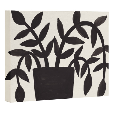 Pauline Stanley Black Painted Plant Art Canvas