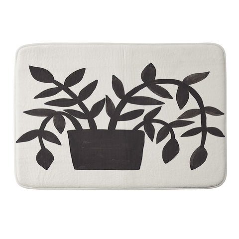 Pauline Stanley Black Painted Plant Memory Foam Bath Mat