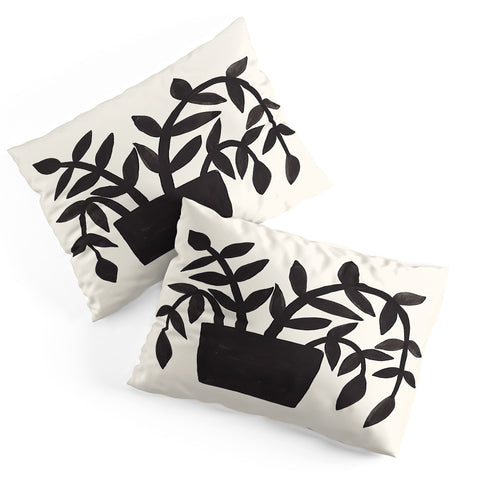 Pauline Stanley Black Painted Plant Pillow Shams