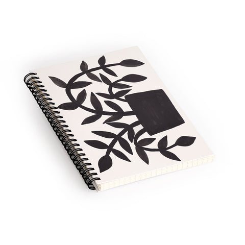 Pauline Stanley Black Painted Plant Spiral Notebook