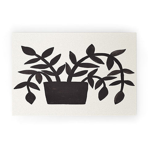 Pauline Stanley Black Painted Plant Welcome Mat