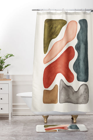 Pauline Stanley Blob Watercolor Shower Curtain And Mat