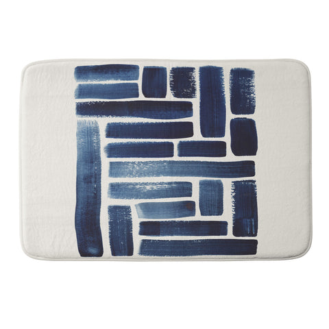 Pauline Stanley Blue Strokes Pattern 1 Memory Foam Bath Mat