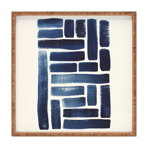Pauline Stanley Blue Strokes Pattern 1 Square Tray