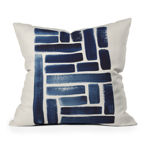 Pauline Stanley Blue Strokes Pattern 1 Outdoor Throw Pillow
