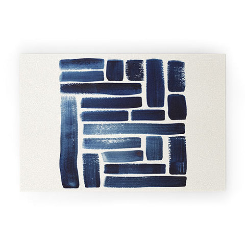 Pauline Stanley Blue Strokes Pattern 1 Welcome Mat