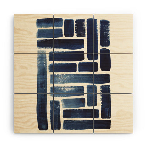 Pauline Stanley Blue Strokes Pattern 1 Wood Wall Mural