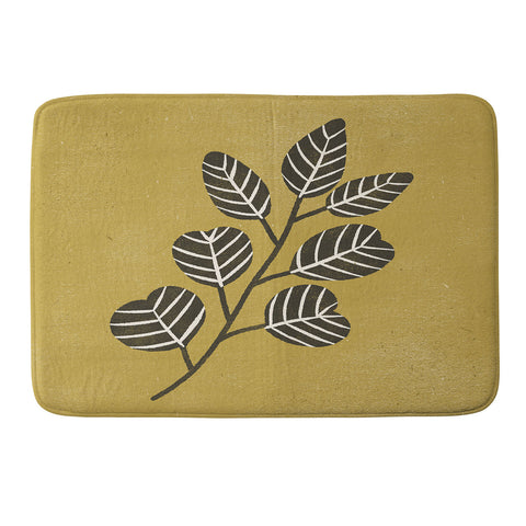 Pauline Stanley Eucalyptus Branch Black Ochre Memory Foam Bath Mat