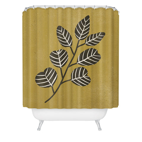 Pauline Stanley Eucalyptus Branch Black Ochre Shower Curtain