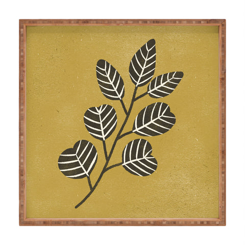 Pauline Stanley Eucalyptus Branch Black Ochre Square Tray