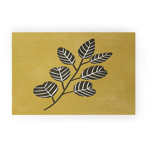 Pauline Stanley Eucalyptus Branch Black Ochre Welcome Mat