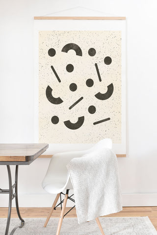 Pauline Stanley Jumble Shapes Black Cream Art Print And Hanger