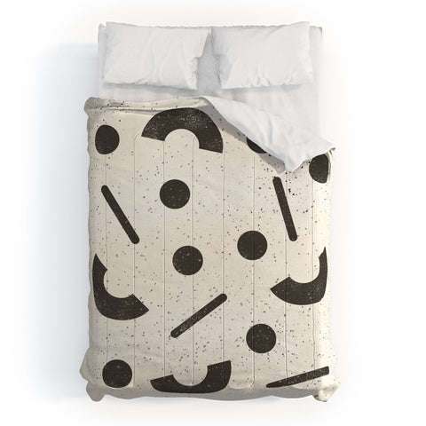 Pauline Stanley Jumble Shapes Black Cream Comforter