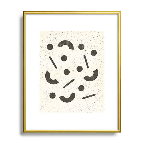 Pauline Stanley Jumble Shapes Black Cream Metal Framed Art Print