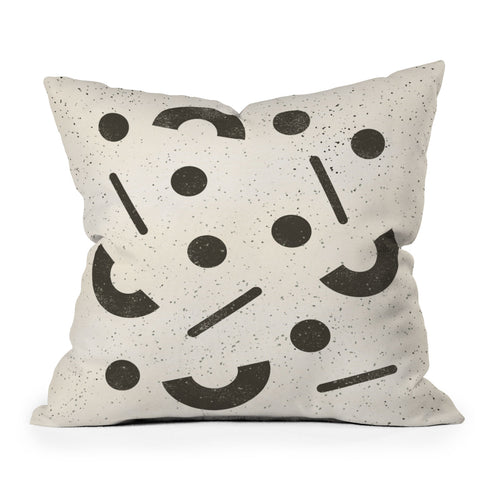 Pauline Stanley Jumble Shapes Black Cream Throw Pillow