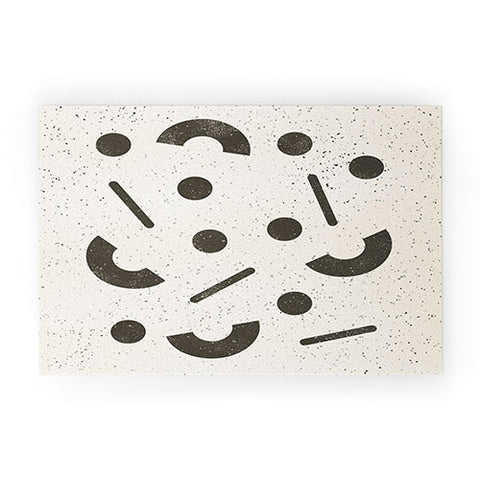 Pauline Stanley Jumble Shapes Black Cream Welcome Mat