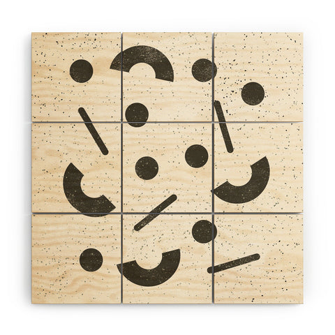 Pauline Stanley Jumble Shapes Black Cream Wood Wall Mural