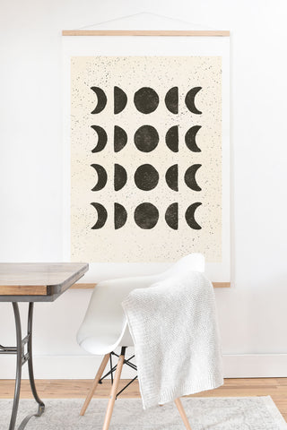 Pauline Stanley moon phases black cream Art Print And Hanger