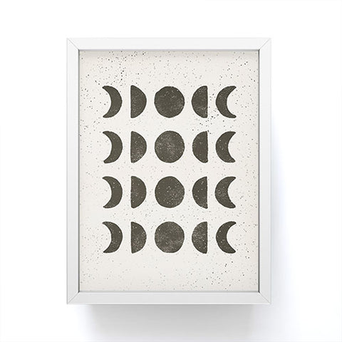 Pauline Stanley moon phases black cream Framed Mini Art Print