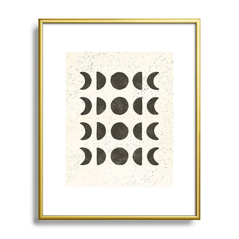 Pauline Stanley moon phases black cream Metal Framed Art Print