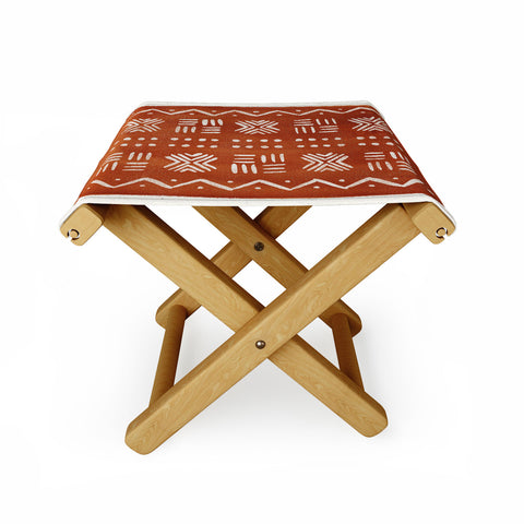 Pauline Stanley Mud Cloth Rust Folding Stool