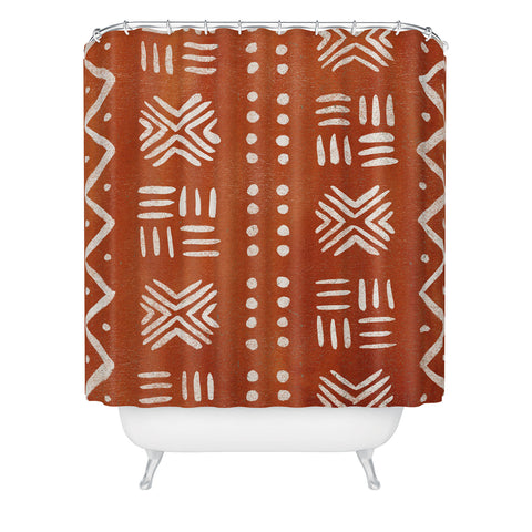 Pauline Stanley Mud Cloth Rust Shower Curtain